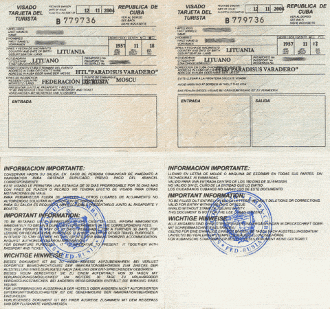 Վիզա Կուբա ռուսների համար. անհրաժեշտ է, մուտքի համար անհրաժեշտ փաստաթղթեր